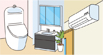 多機能便座・洗面化粧台・エアコン